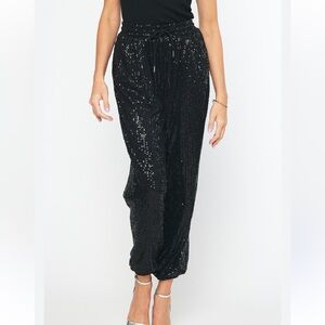 SHEIN Black Sequin Joggers